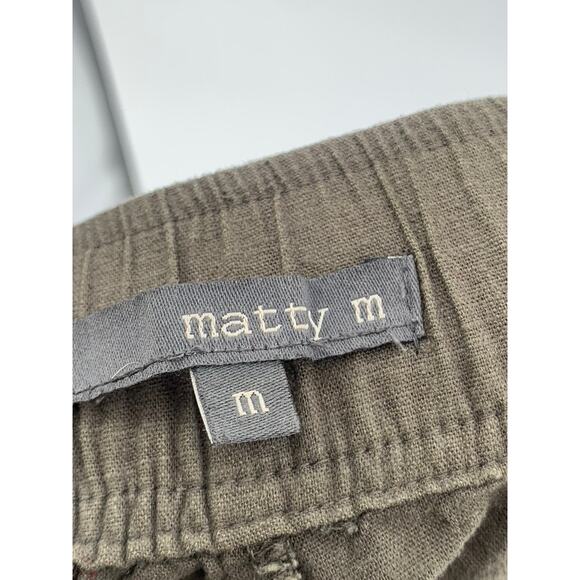 MATTY M Women's Olive Green Linen-Blend High-Waist Casual Shorts SZ M - Picture 7 of 11